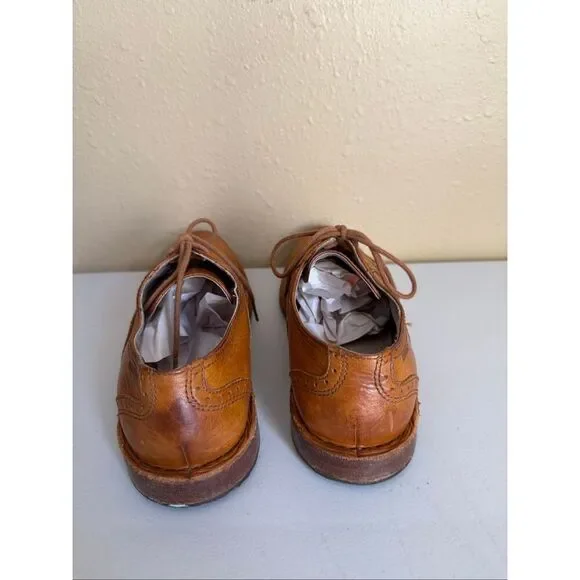 Sebago Men's Brattle Wing Tip Oxford Leather Shoe British Tan Vibram Sole SZ 7D